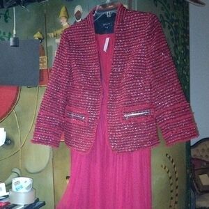 Ann Taylor Red Textured Blazer